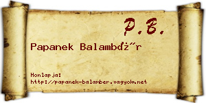 Papanek Balambér névjegykártya